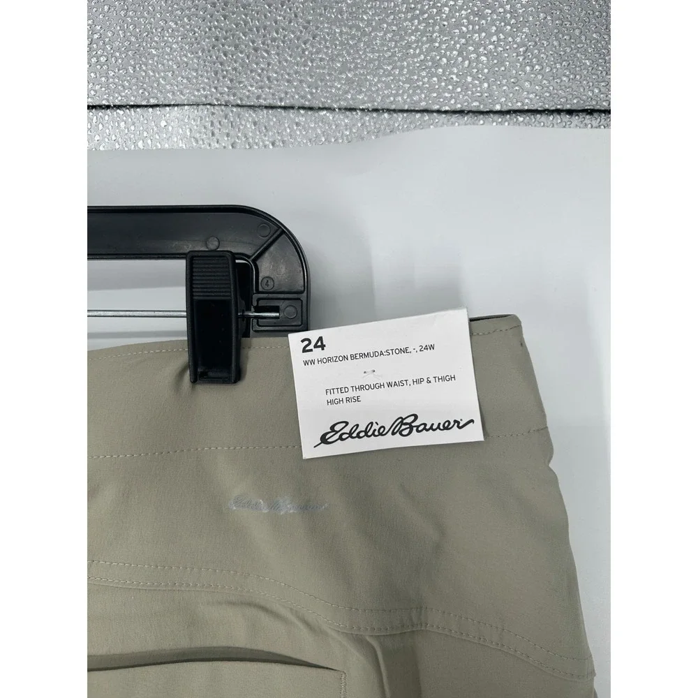 Eddie Bauer Horizon Bermuda Shorts Womens Size 24W High Rise‎ Hiking Nylon Chino